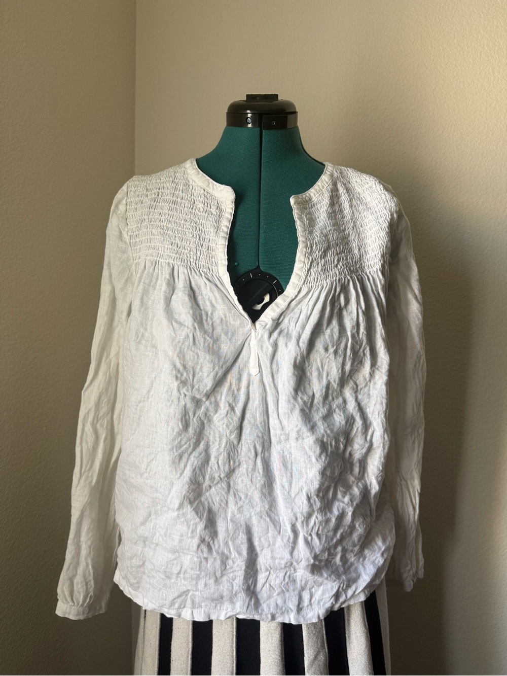 Cynthia Rowley White Smocked Linen Top - Picture 2 of 6